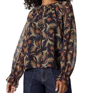 the drop piper blouse black soft paisley XXL